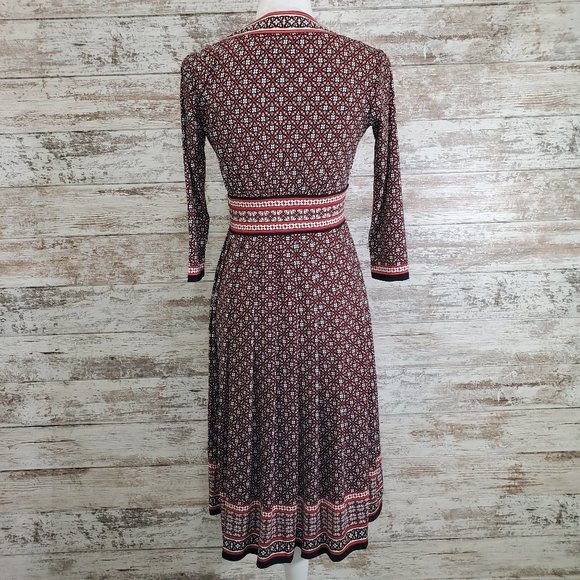 MAX STUDIO Geo Print 3/4 Sleeve Midi Dress - Picture 2 of 11